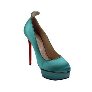 Charlotte Olympia Womens Platform Slip-On Pump Ultra High Heels Blue Size 9